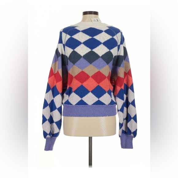 NWT Free People Colorful Argyle Sweater - Picture 3 of 4